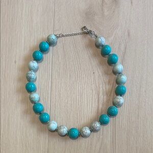 Turquoise and White Beaded Necklace